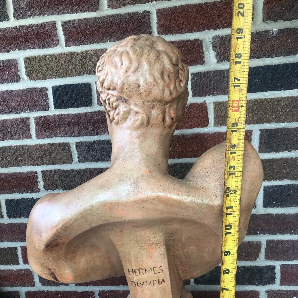 Hermes Messenger of Zeus 20” bronze colored chalkware  bust Greece imported